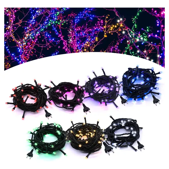 Cordão Pisca 10m 100 Led P/ Árvore Natal Decoração Cor Fixo