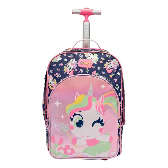 Mochila Escolar Com Rodinha Unicórnio Encantado - Puket
