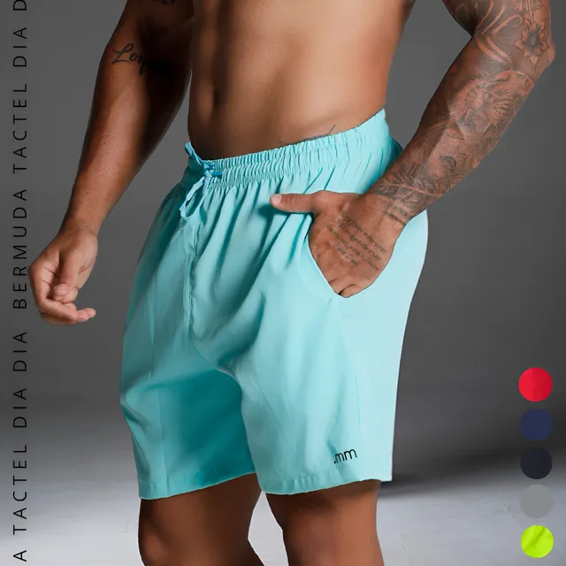 Bermuda Tectel Masculino Leve Fresca Bolsos Frontais