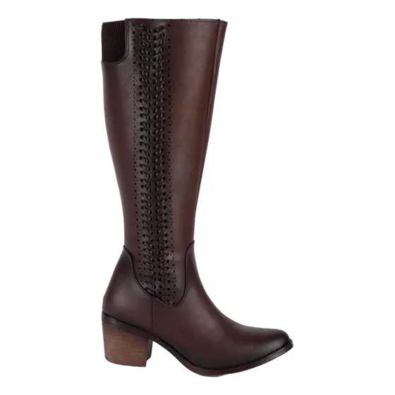 Bota Alta Color Camel Maquech Para Mujer 0890