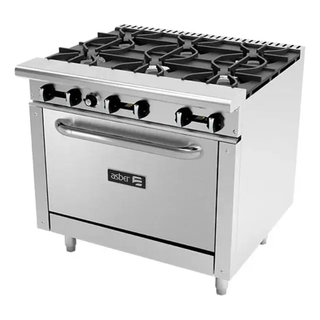 Estufa Asber Aer-6-36 Gas 6 Quemadores Horno Parrilla Acero
