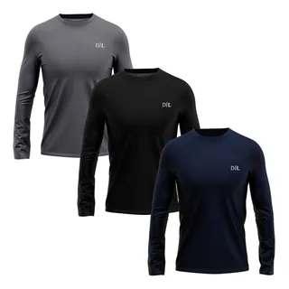Kit 3 Camisas Segunda Pele Proteção Solar Uv Termica Corrida Kit 3 Camisas Segunda Pele Proteção Solar Uv Termica Corrida