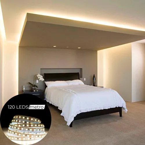 Rolo 5m Fita De Led 120led/m Premium Para Sanca E Cortineiro Cor da luz Branco-quente Tensão de operação 12V 127/220V