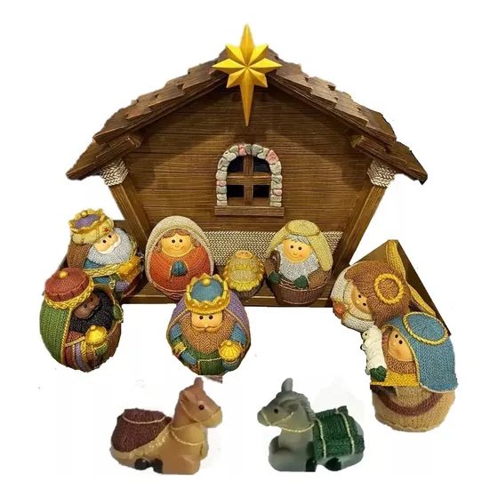 Nacimiento Navideño Con Pesebre Estilo Crochet De 11 Piezas