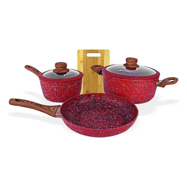 Juego De Ollas Monix Granito Rojo /6 Piezas