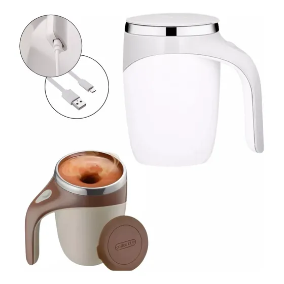 Caneca Copo Mixer Inox Misturador Automático Recarregável