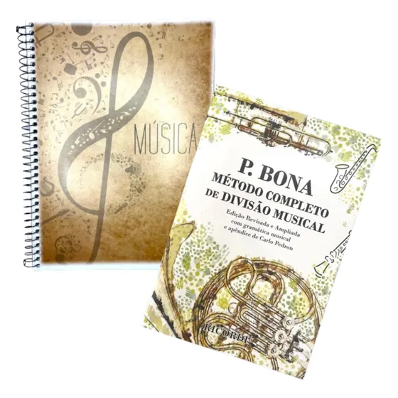 Kit Caderno De Música Com Pautas E Teoria P.bona Método Completo De Divisão Musical