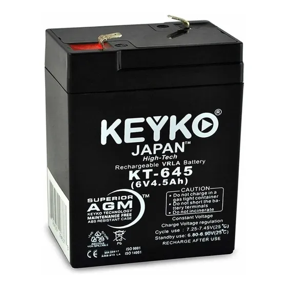 Batería Sellada Keyko 6v 4,5 Amp Para Lámparas De Emergencia