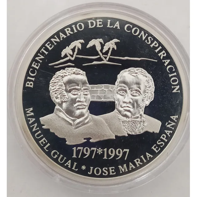 Moneda Plata Colección Gual Y España Fondo Espejo Proof