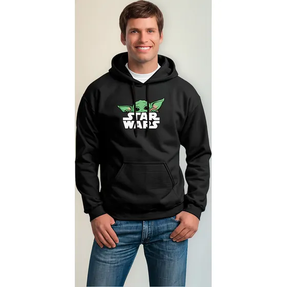 Buzo Hoodie Capota Hombre Baby Yoda Star Wars