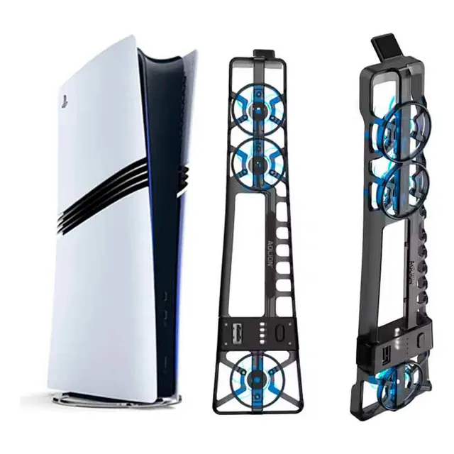 Cooler Para Ps5 Pro, Slim Lector Y Digital, Usb, Luces, Ao Negro