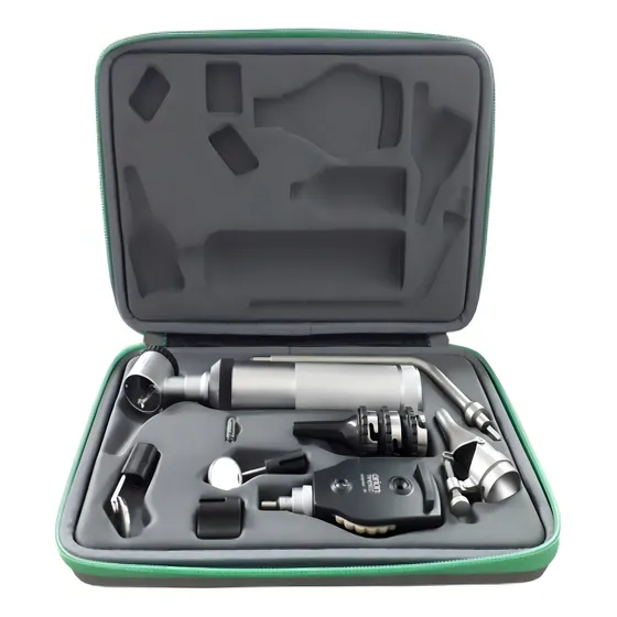 Estuche de Diagnóstico Timesco 2502.300.50 Otoscopio y Oftalmoscopio Medico Luz Led Marca Inglesa Color Verde Claro