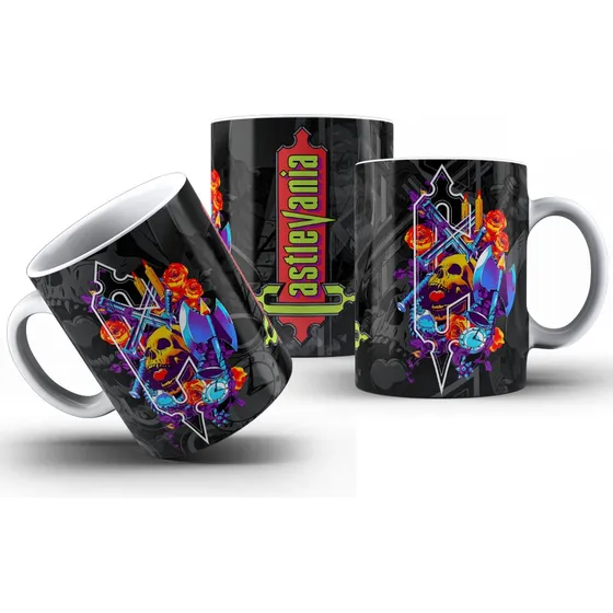 Caneca Gamer Castlevania Armas Referencias Vampire Killer B