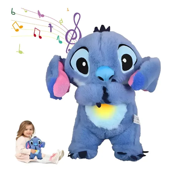 Peluche De Apego Stitch Respira Con Sonido Y Luz Relajación
