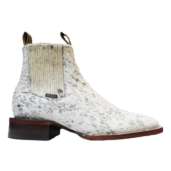 Botines Hombre Pelo De Vaca Punta Bulldog Suela De Cuero
