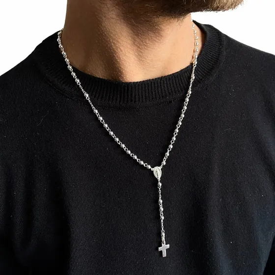 Rosario De Plata 925 Mujer Hombre 4mm 50cm Garantía Regalo