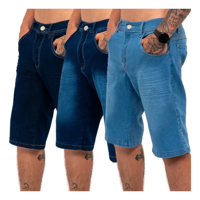 Kit 3 Bermudas Jeans