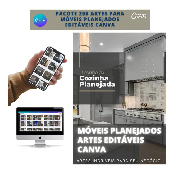 Kit Canva Móveis Planejados - 200 Artes Editáveis E Prontas