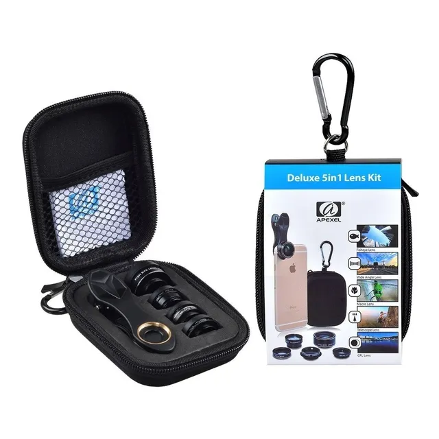 Kit De Lentes 5 En 1 Para Camaras Celular Smartphone Apexel