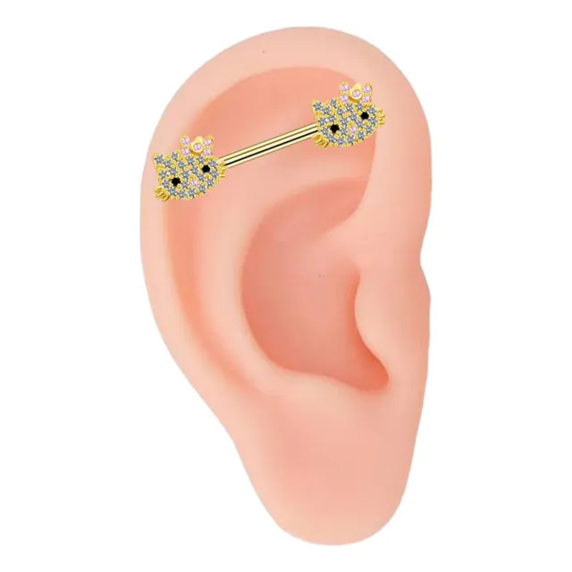 Gys V Piercing Industrial Oreja Hello Kitty Moda Pirsing