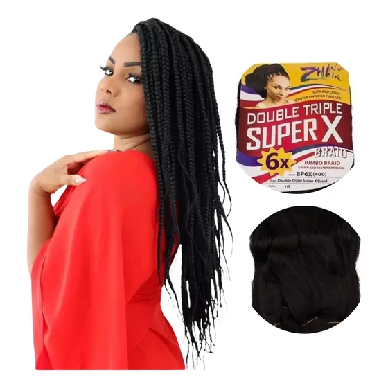 Jumbo Trança 400gramas Cabelo Sintético Jumbão Super X+brind Cor Preto 01