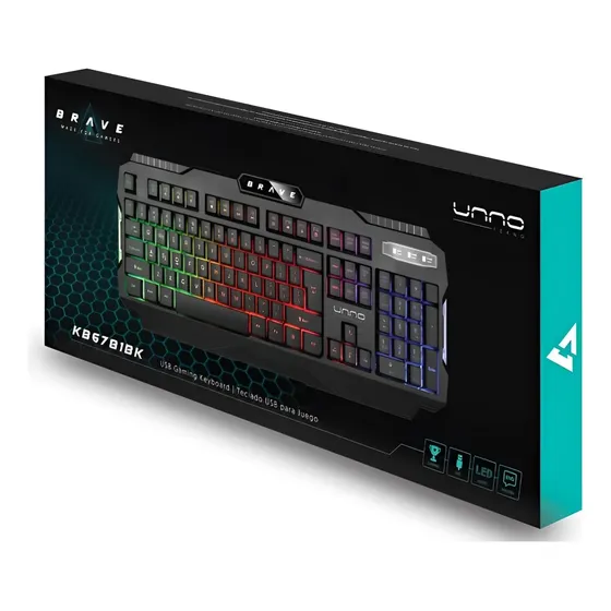 Teclado Alámbrico Unno Brave Usb Gaming Kb6781bk