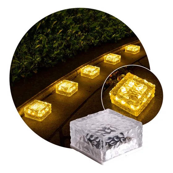 Lampara Solar Exterior Jardín Led Ladrillo Decoración 7x5 Cm Estructura Transparente
