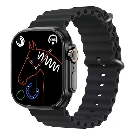 Reloj inteligente Smartwatch T800 Ultra Series con 8 pantallas, 1.99 pulgadas, Android, Bluetooth, pulsera negra