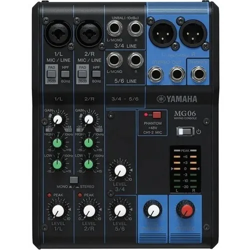 Mesa De Som Yamaha Mg06 Phantom Power 6 Canais Mixer