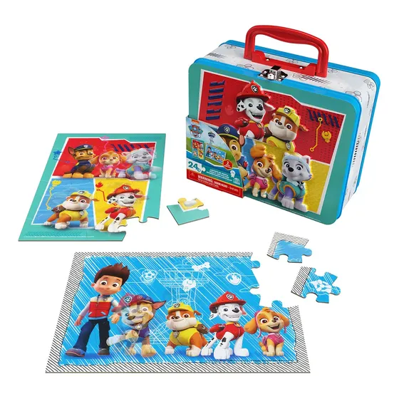 2 Puzzles Lenticulares En Lonchera Metalica Paw Patrol