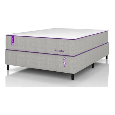 Conjunto Box + Cama Casal 138x188 Ultra Relax Smartz Bege