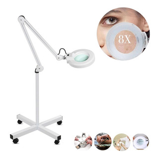 Lampara Led Con Lupa Aumento 8x Base Con Llantas Spa Pestaña Lampara Led Con Lupa Aumento 8x Base Con Llantas Spa Pestaña