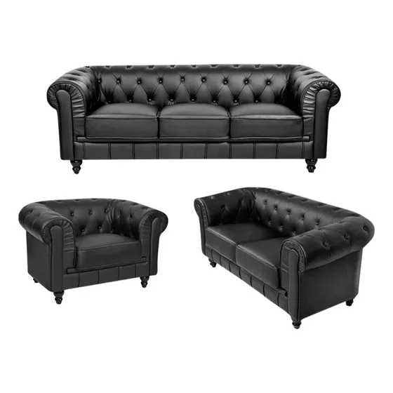 Juego De Living Chesterfield Sillones Chester Pana Cuerina