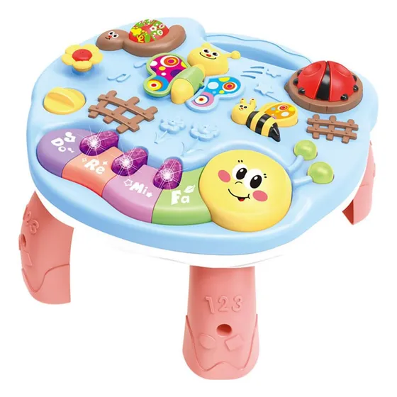 Mesa Didáctica 2 En 1 Animales De Campo Luz Y Sonido Bebes Color Blanco