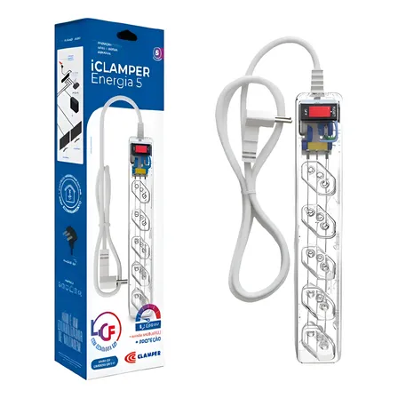 Filtro De Linha Dps Clamper 5 Tomadas 1m Transparente 021516 Transparente 127/220v