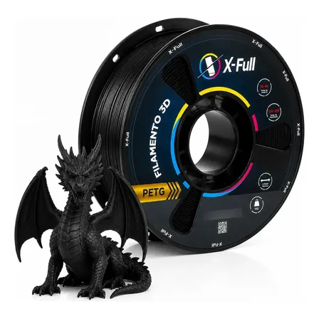 Filamento Petg 1kg Impressão 3d 1,75mm X-full Premium Branco Preto