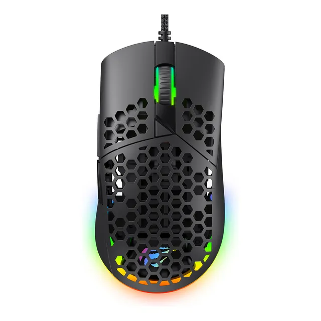 Ratón Havit Ms1036 7200 Dpi para jugadores, 7 botones RGB, negro