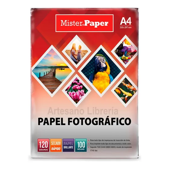 Papel Fotográfico A4 Glossy 120 Gr - 100 Hojas Color Blanco