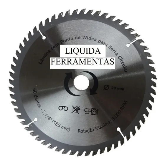 Lâmina Serra Circular Disco 7.1/4 Poleg. 60 Dentes Furo 20mm