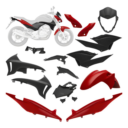 Kit Carenagem Plástico Completo Honda Cb 300 2010 2011 2012 Kit Carenagem Plástico Completo Honda Cb 300 2010 2011 2012