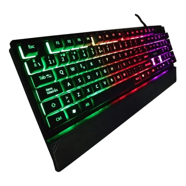Teclado Gamer Seisa Con Reposa Muñecas Luces Led