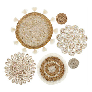 Set De 6 Cestas De Pared Boho Para Decoración, Cestas Planas Set De 6 Cestas De Pared Boho Para Decoración, Cestas Planas