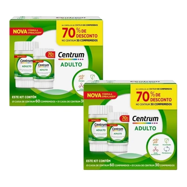 Kit Centrum Adulto Com 2 Caixas De 90 Comprimidos Cada