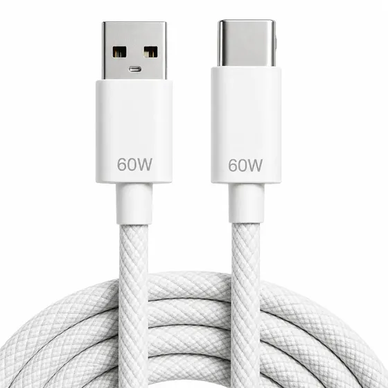 Cabo Carregador USB Para USB-C 2 Metros 60w Ultra Rapido Reforçado Nylon Trançado Compatível Com iPhone 15 16 17 Samsung Motorola Xiaomi LG Asus Tablet Smart Watch Notebook Eletric Teck