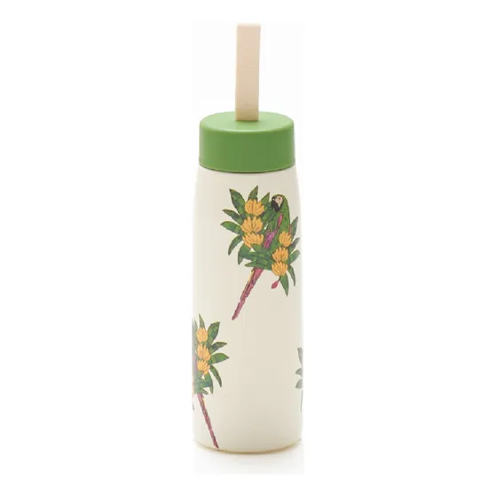 Garrafa Do Plástico Farm Com Capacidade De 500ml Desenho De Papagaio - Branco