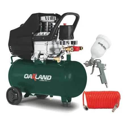 Compresor De Aire Oakland 2.5hp 25lts C/pistola Y Manguera Verde Oscuro 60 Monofásica