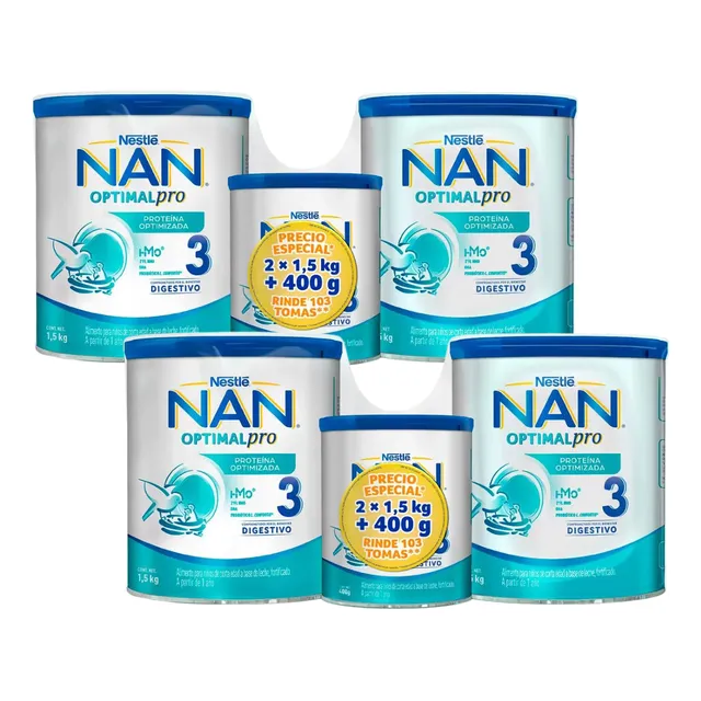 Nan 3 Optimalpro Fórmula 4 Pzas De 1.5kg + 2 De 400g