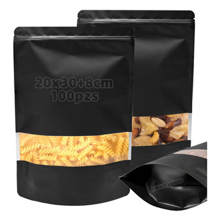 100 Bolsas Stand Up Pouch Con Ventana Para 1000g Impermeable 100 Bolsas Stand Up Pouch Con Ventana Para 1000g Impermeable