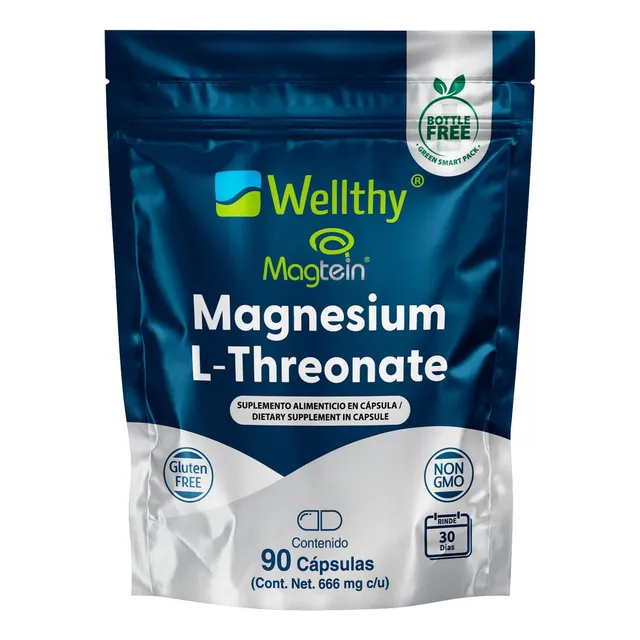L-treonato De Magnesio Magtein® 90 Cápsulas Wellthy Sabor Sin Sabor