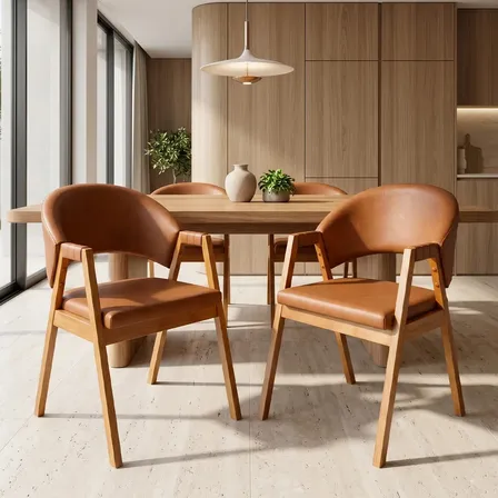 Cadeiras De Jantar Luna Heluca Design Corino Premium Courano Caramelo Caramelo
